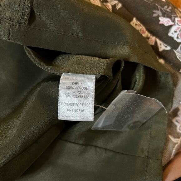 Garnet Hill Green Drop Waist Shirtdress 16 Boho Cottage Floral Viscose Crepe - Picture 5 of 6